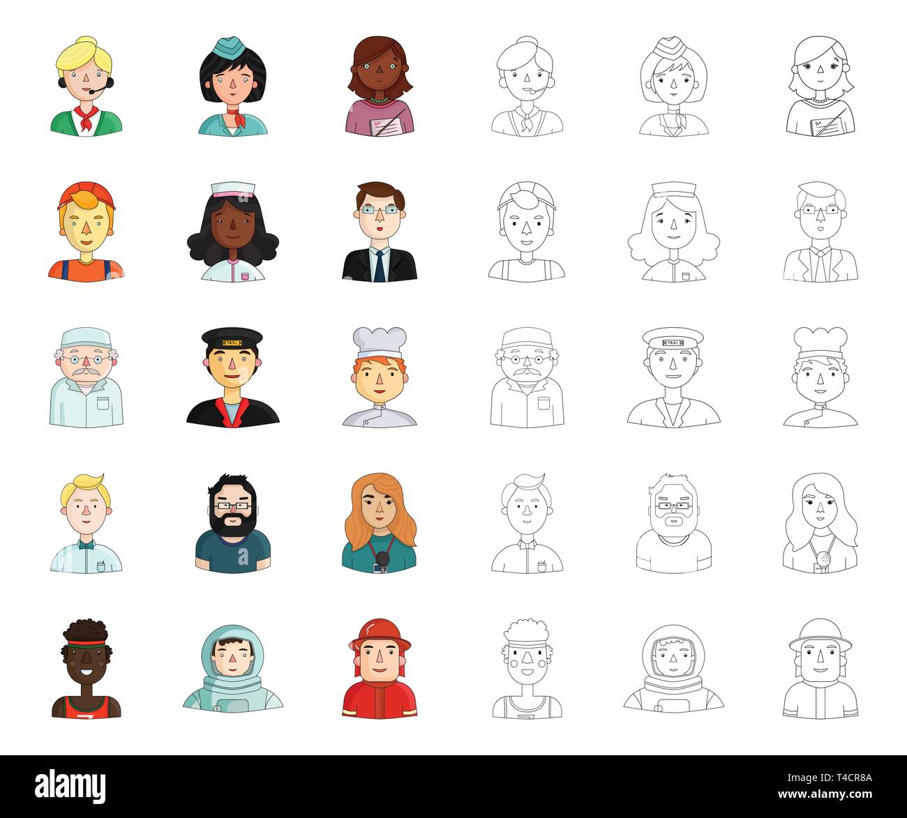 People of different professions cartoon,outline icons in set collection ...