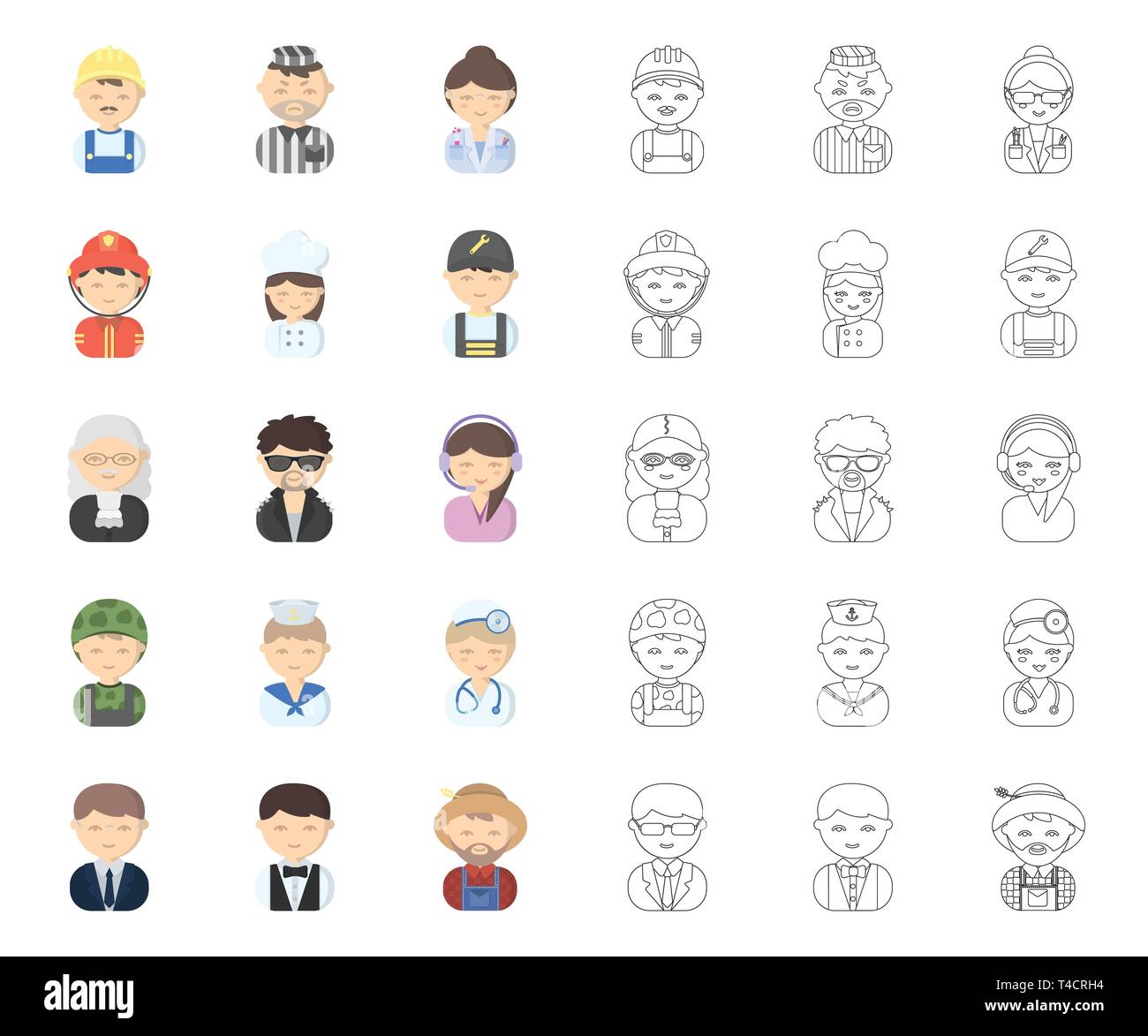 People of different professions cartoon,outline icons in set collection ...