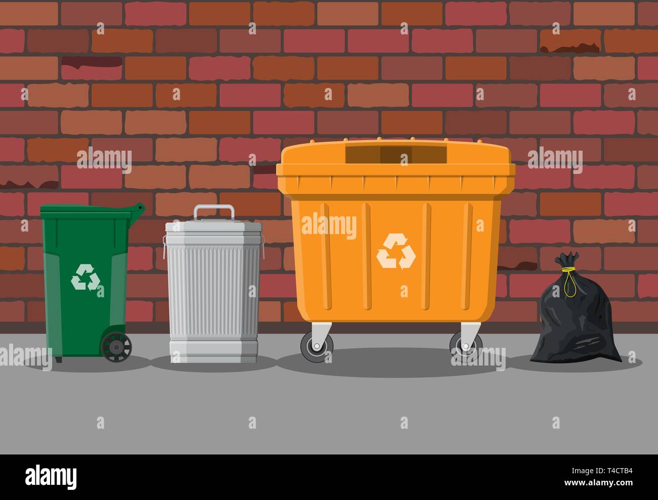 Can container, bag and bucket for garbage on street. Recycling and ...