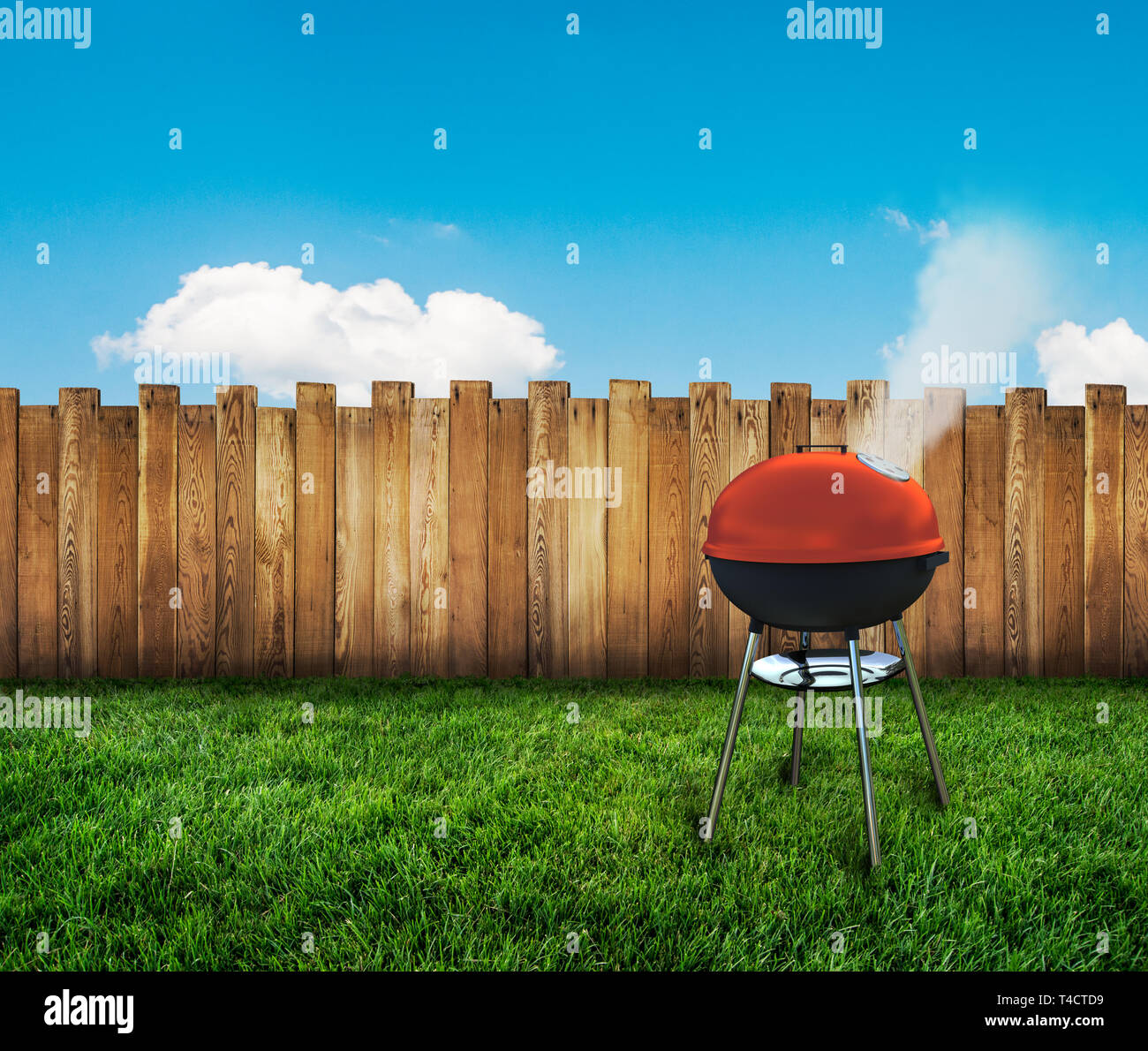 kettle barbecue grill on backyard Stock Photo Alamy