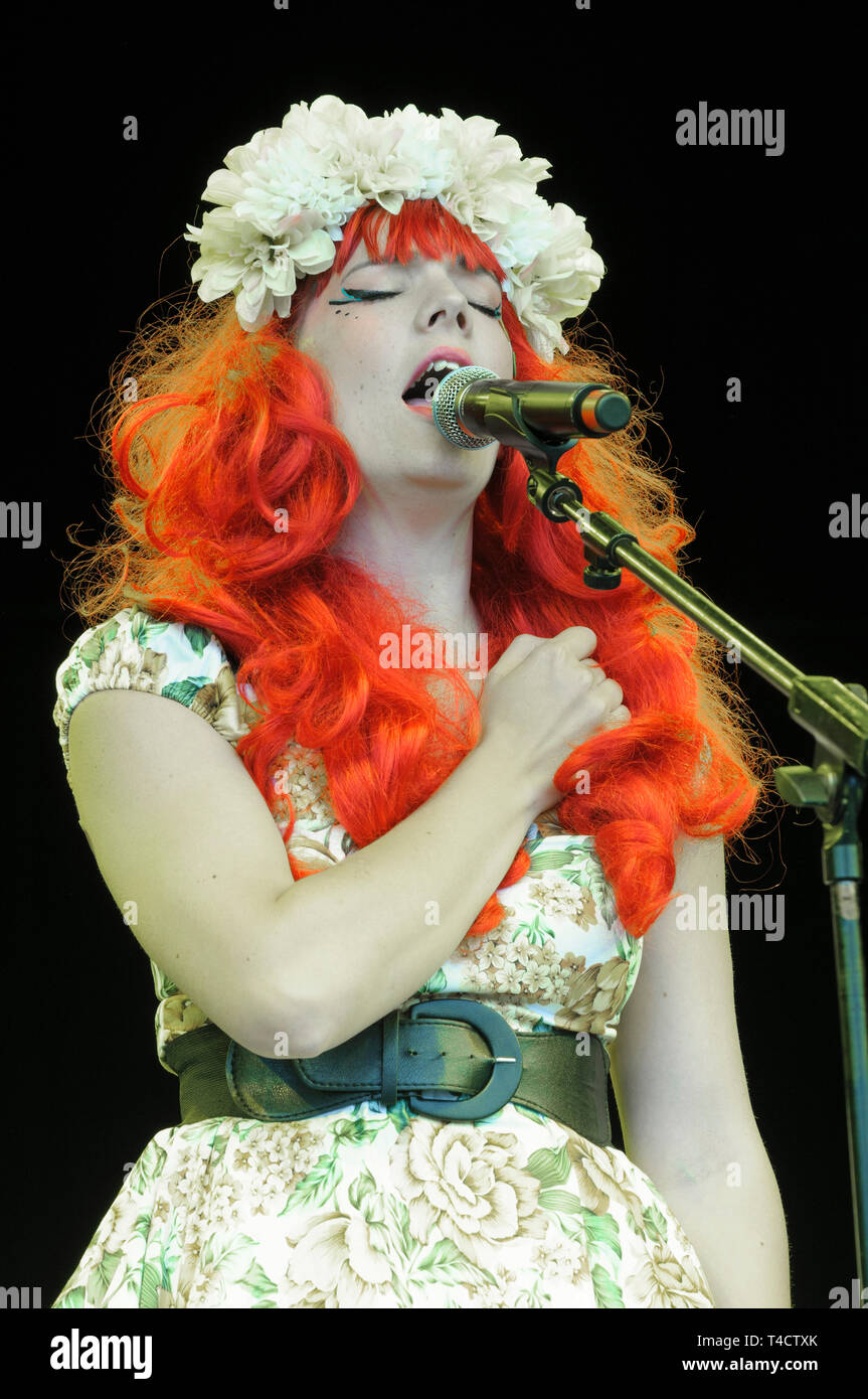 Gabby Young performing at the Cornbury Festival, UK. July 6, 2014 Stock Photo