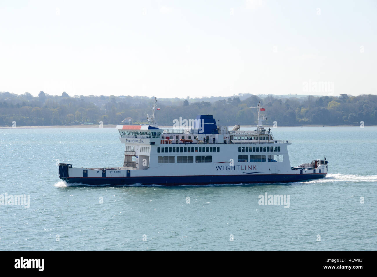 Wightlink ferry running trips between Portsmouth and Isle of wight Stock Photo