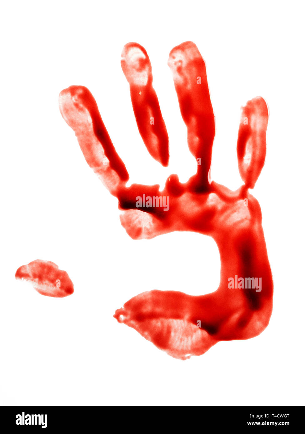 Bloody hand print isolated on white background Stock Photo - Alamy