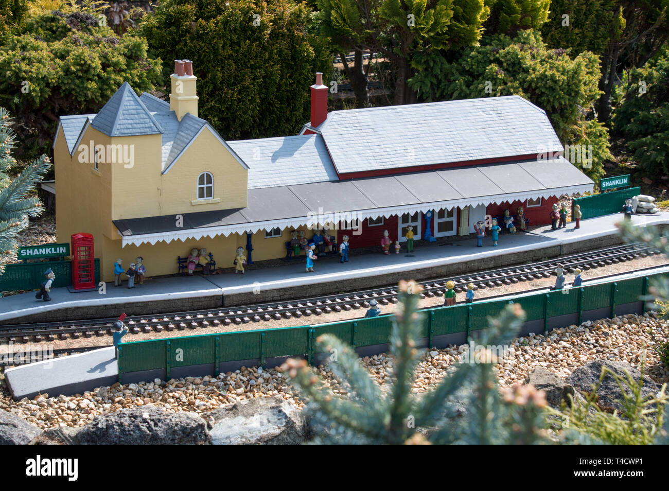 Godshill model village miniature railway station Stock Photo Alamy