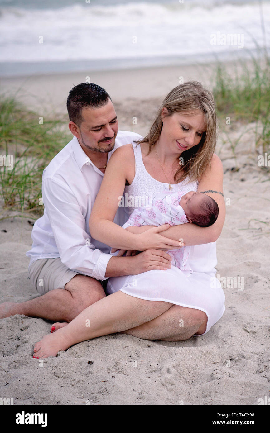 loving family beach Stock Photo
