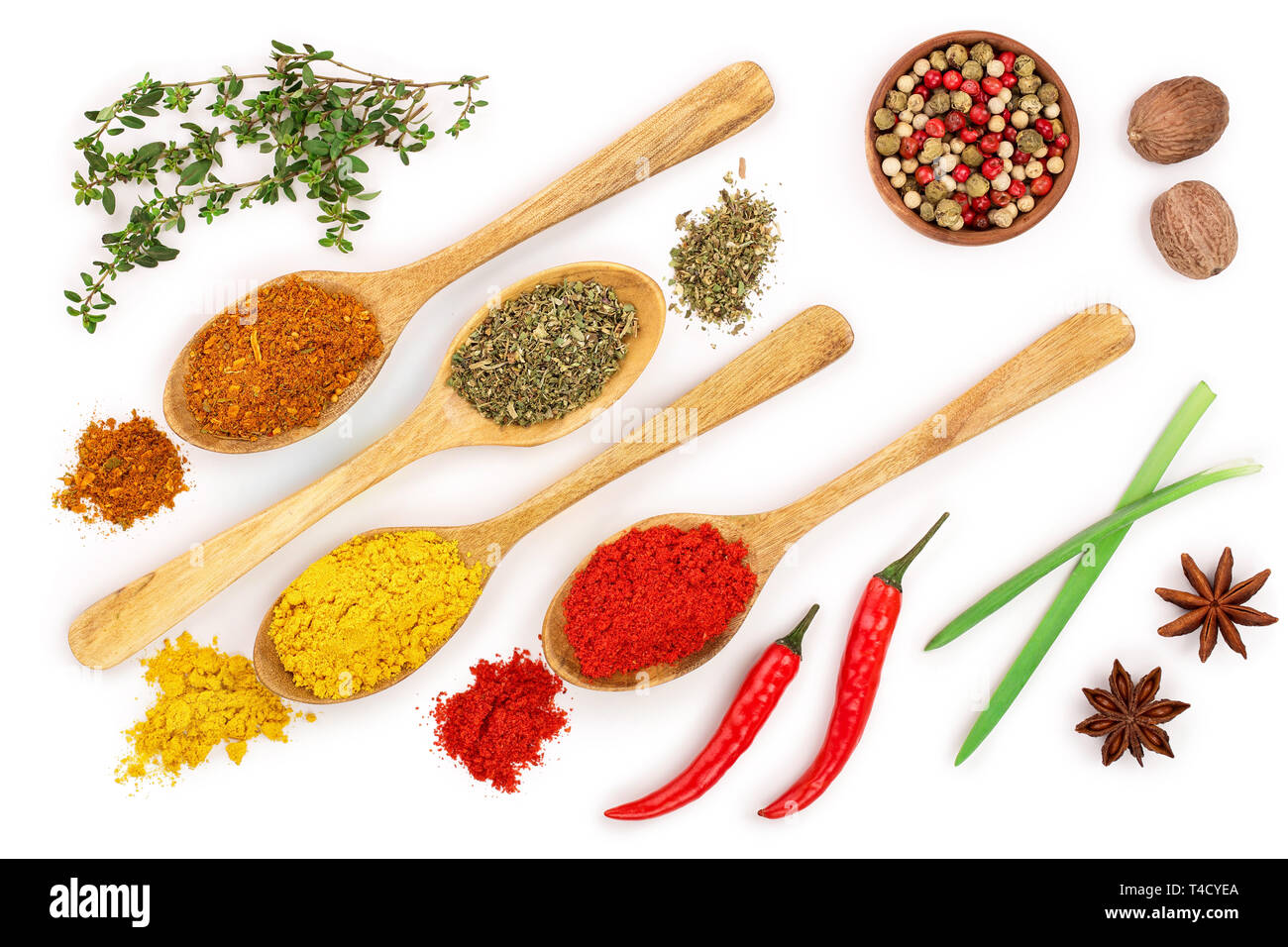https://c8.alamy.com/comp/T4CYEA/mix-of-spices-in-wooden-spoon-isolated-on-a-white-background-top-view-flat-lay-set-or-collection-T4CYEA.jpg