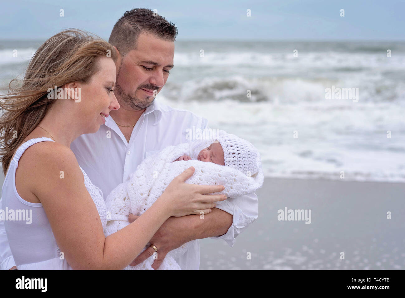 loving family beach Stock Photo