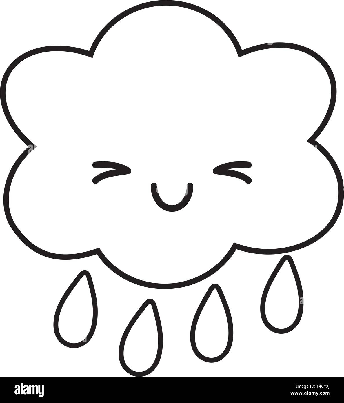 cloud raining icon cartoon black and white vector illustration graphic ...