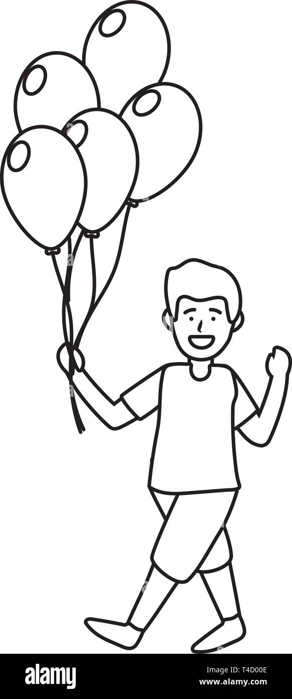 boy with balloons avatar cartoon character vector illustration graphic  design Stock Vector Image & Art - Alamy