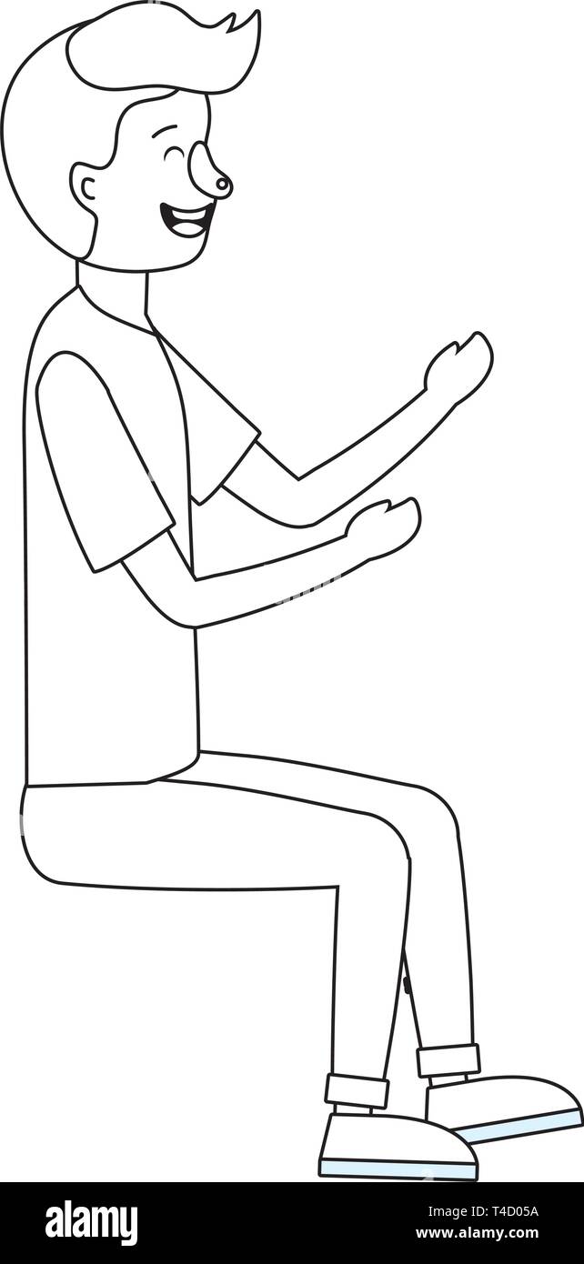 Sitting Cartoon Vector young sitting man cartoon vector illustration graphic design Stock ...
