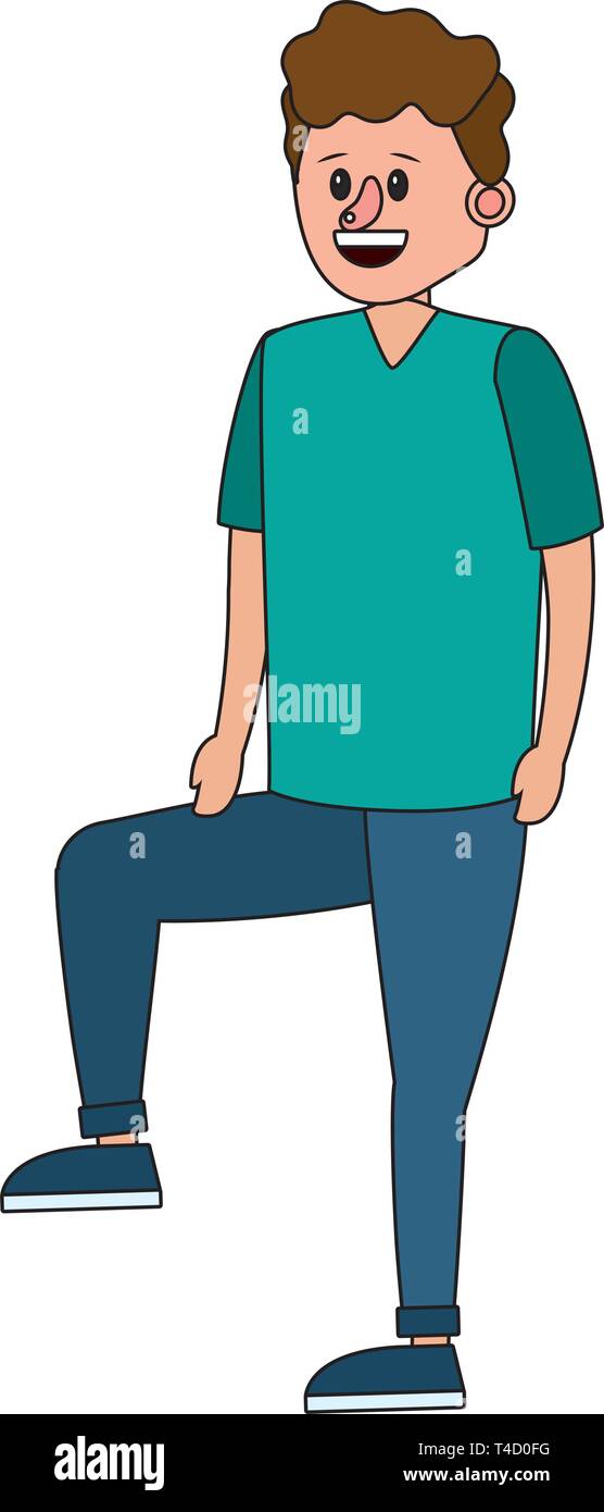 man body right leg raised cartoon vector illustration graphic design ...