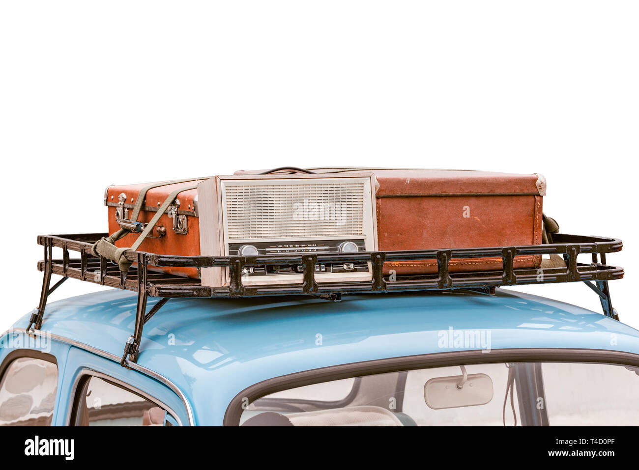 Retro car luggage on roof hi res stock photography and images Alamy