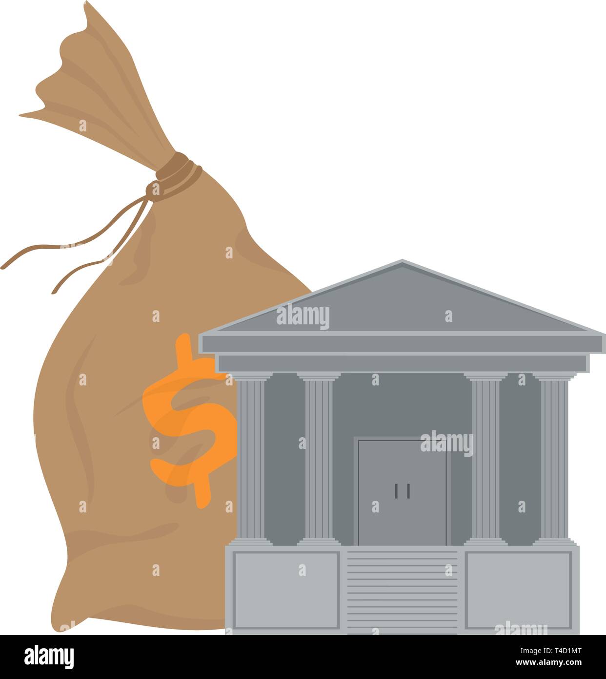 Bank building with a money bag icon Stock Vector Image & Art - Alamy