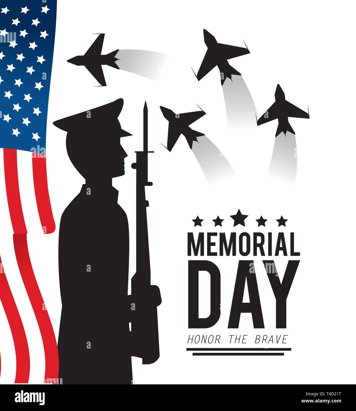 usa flag and military with rifle to memorial day vector illustration ...