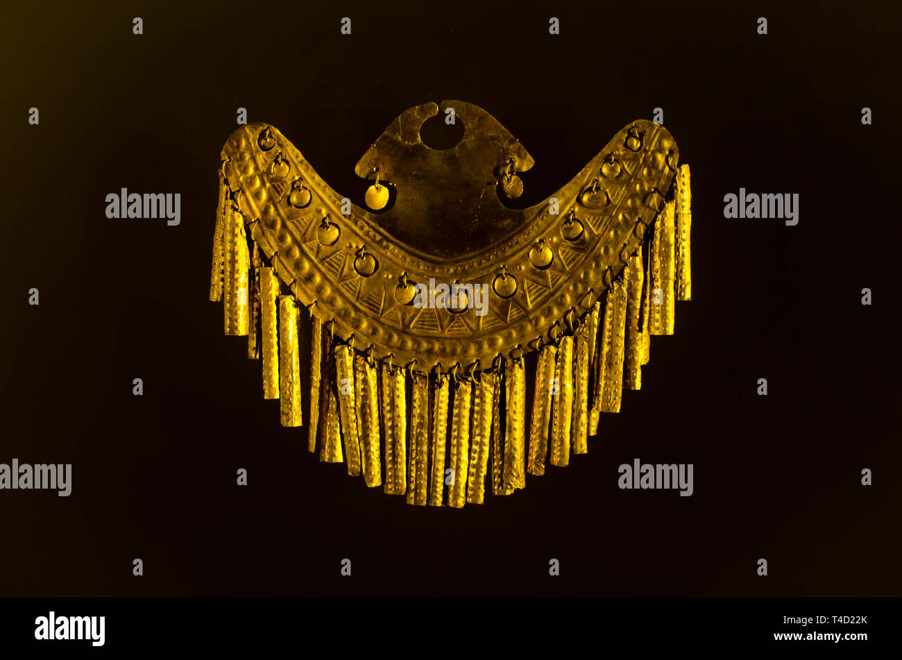 Precolumbian gold object exhibited at the Bogota Gold Museum Stock Photo