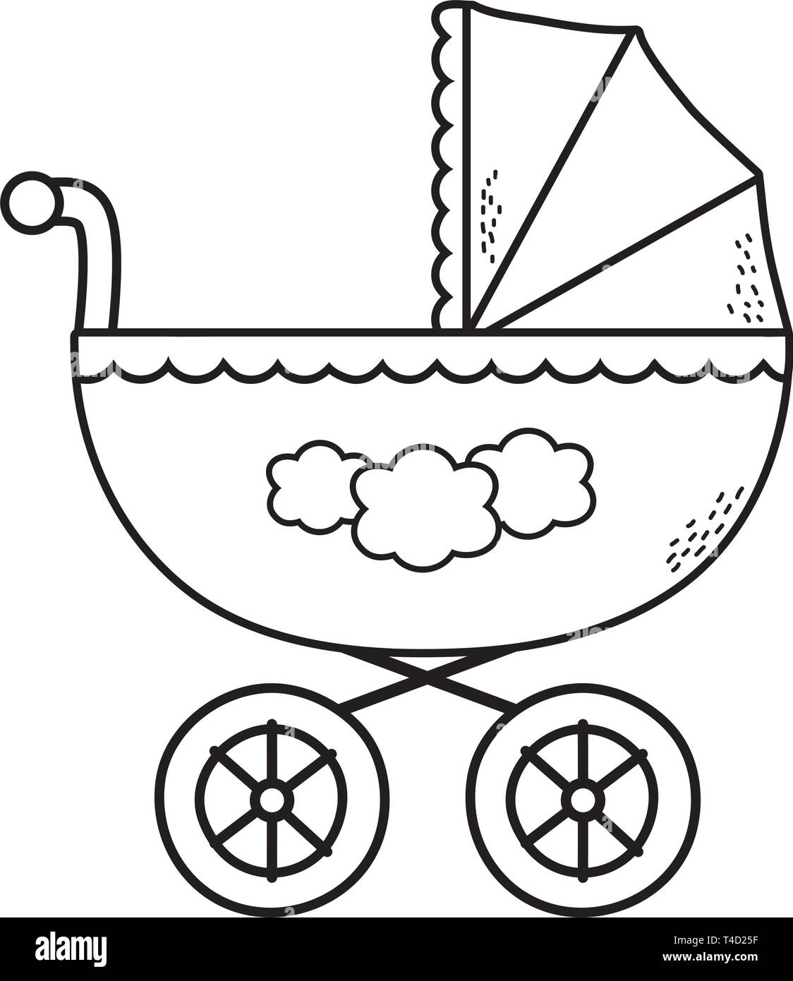 cute baby shower element carriage cartoon vector illustration graphic ...