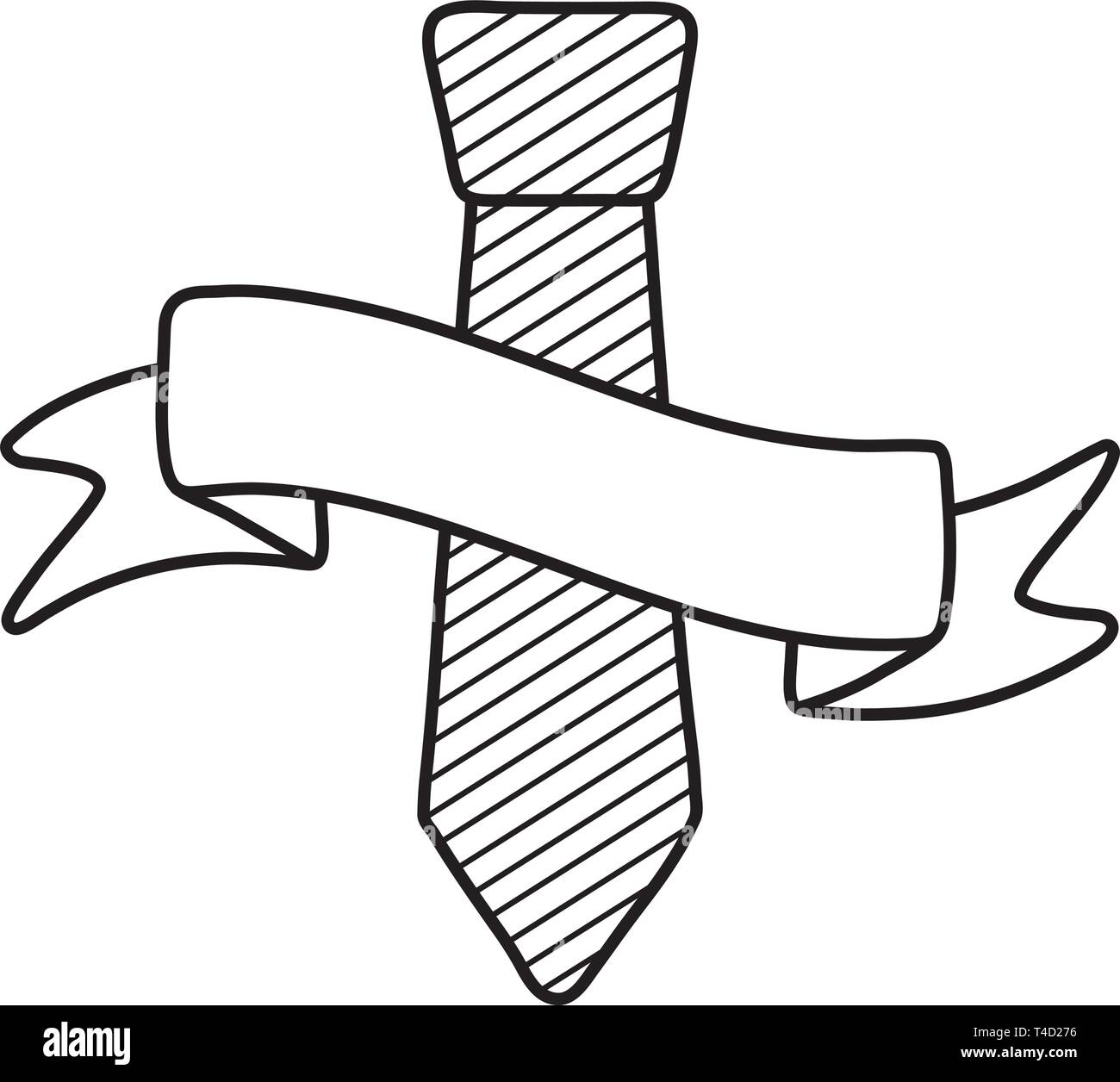 tie and ribbon icon cartoon black and white vector illustration graphic ...