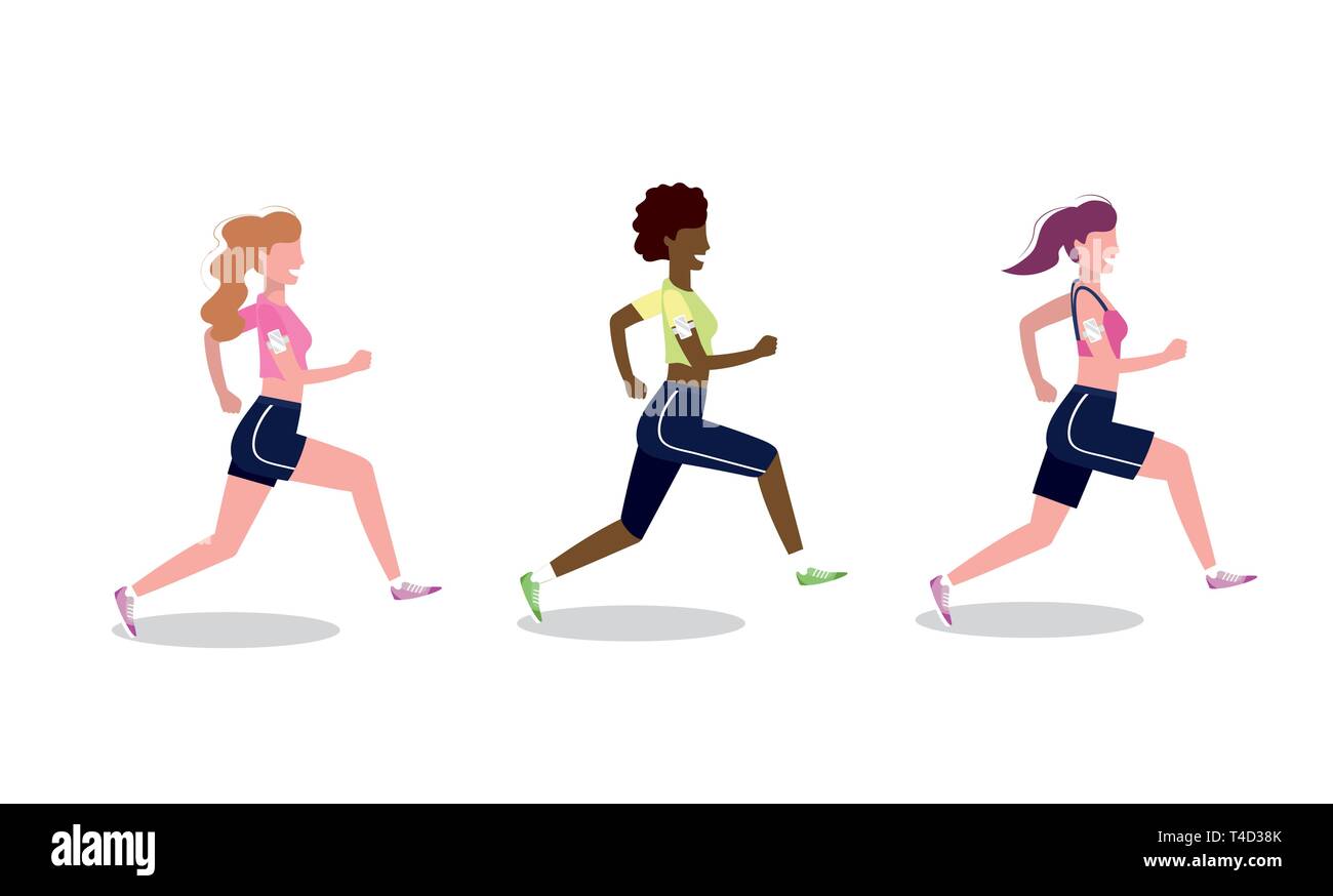 set women practice running activity vector illustration Stock Vector ...