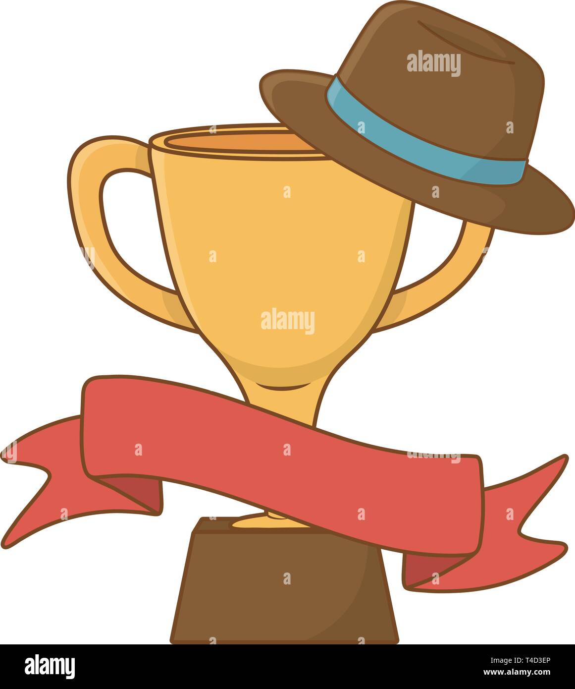 trophy with hat and ribbon icon cartoon vector illustration graphic ...