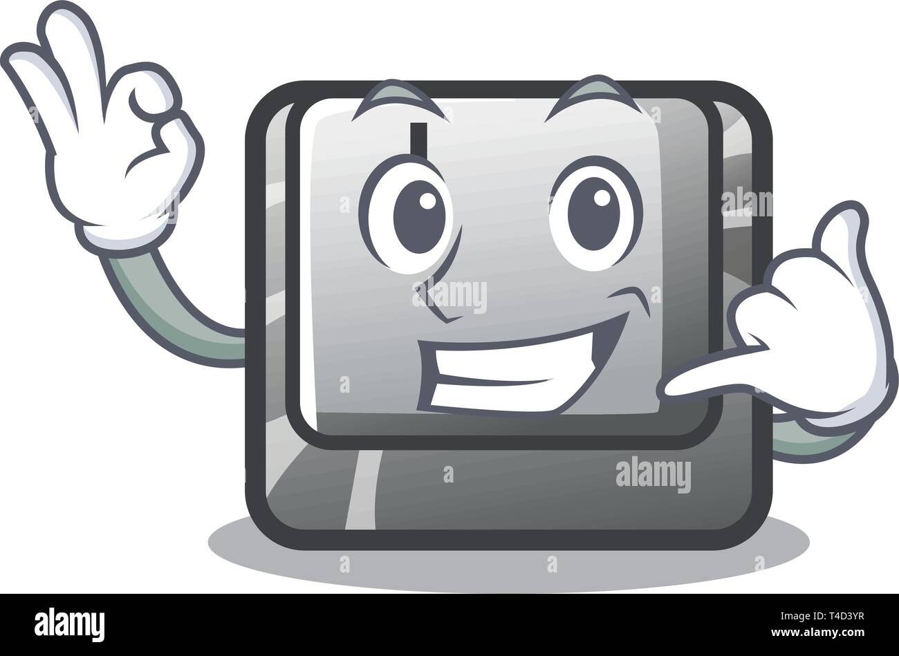 Call me button J in the mascot shape Stock Vector