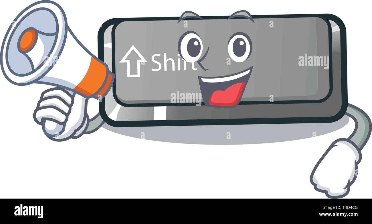 With megaphone button shift isolated with the character Stock Vector ...