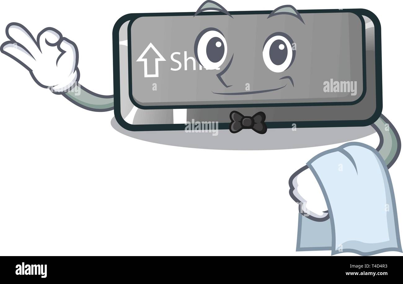 Waiter button shift in the cartoon shape Stock Vector