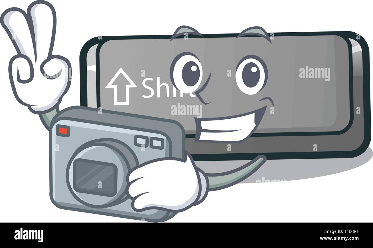 Photographer button shift in the cartoon shape Stock Vector