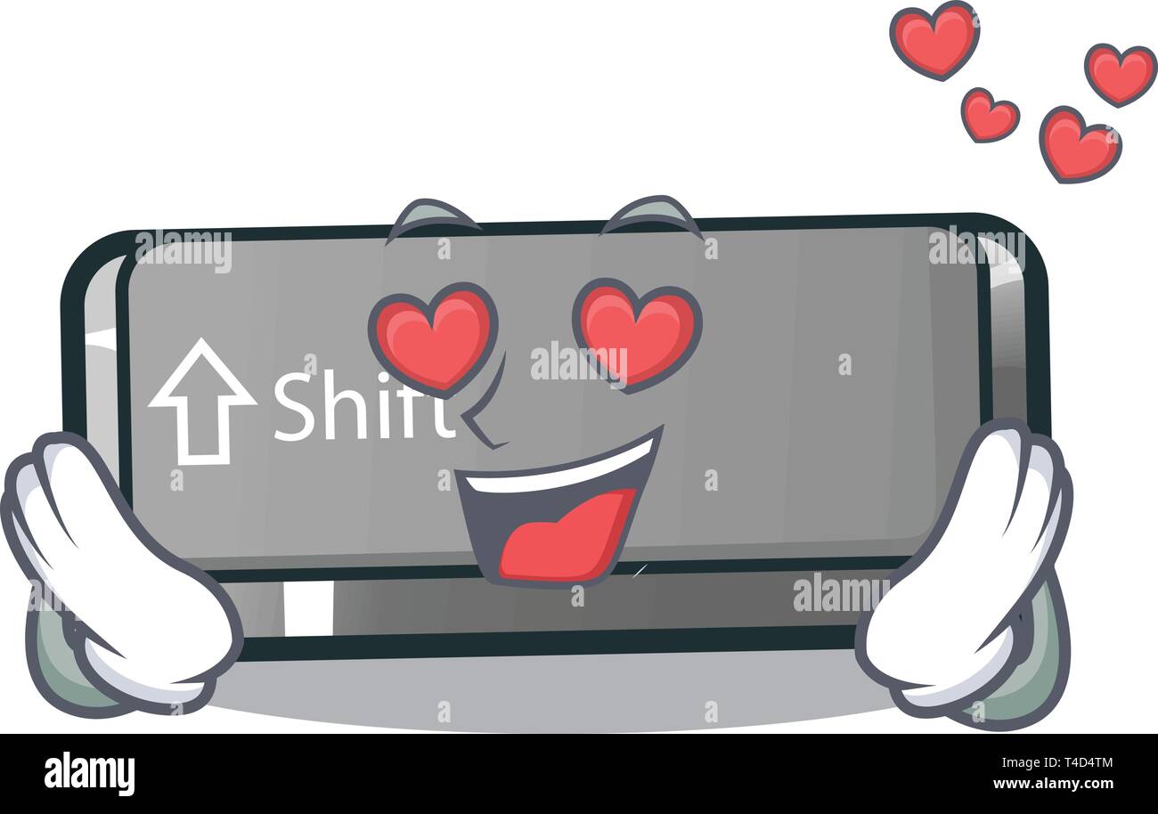 In love button shift in the cartoon shape Stock Vector