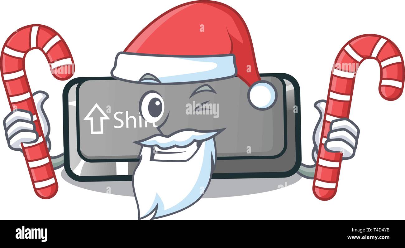 Santa with candy shift button installed in cartoon game Stock Vector