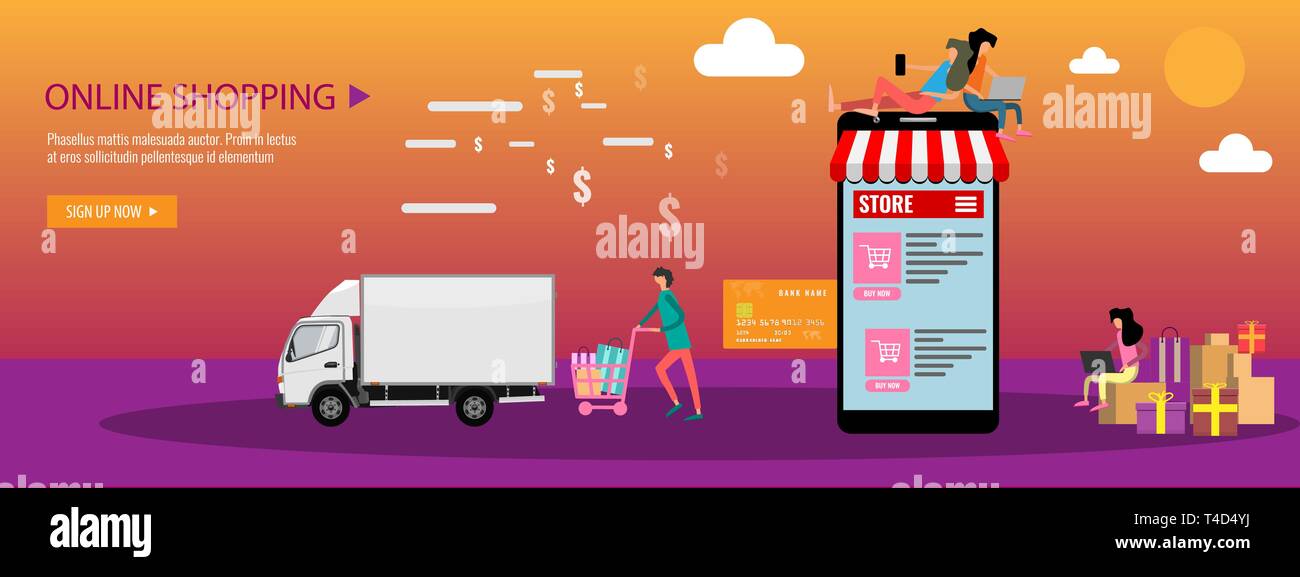 Online Shopping Or Online Store Concept Landing Page Template Or