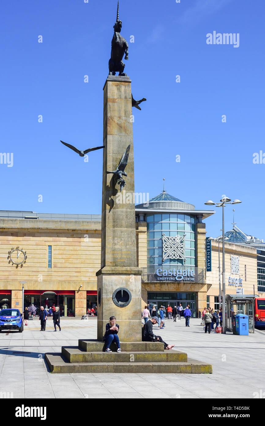 Mercat cross and Eastgate Shopping Centre, Falcon Square, Inverness, Highland, Scotland, United Kingdom Stock Photo