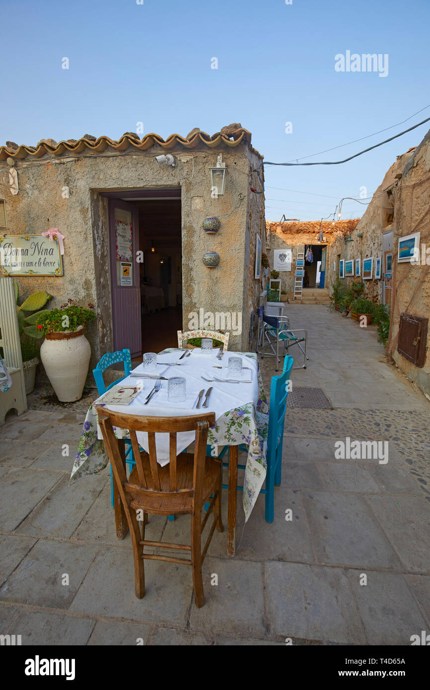 View of a characteristic alley of Marzamemi, Province of Syracuse, Sicily, Italy Stock Photo