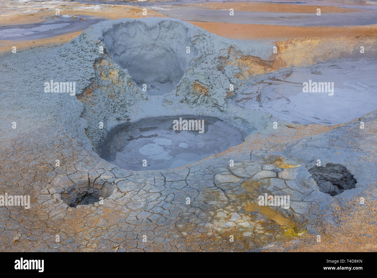 Mudpot in Hverir area also called Hverarond near Reykjahlid town in the north of Iceland Stock Photo