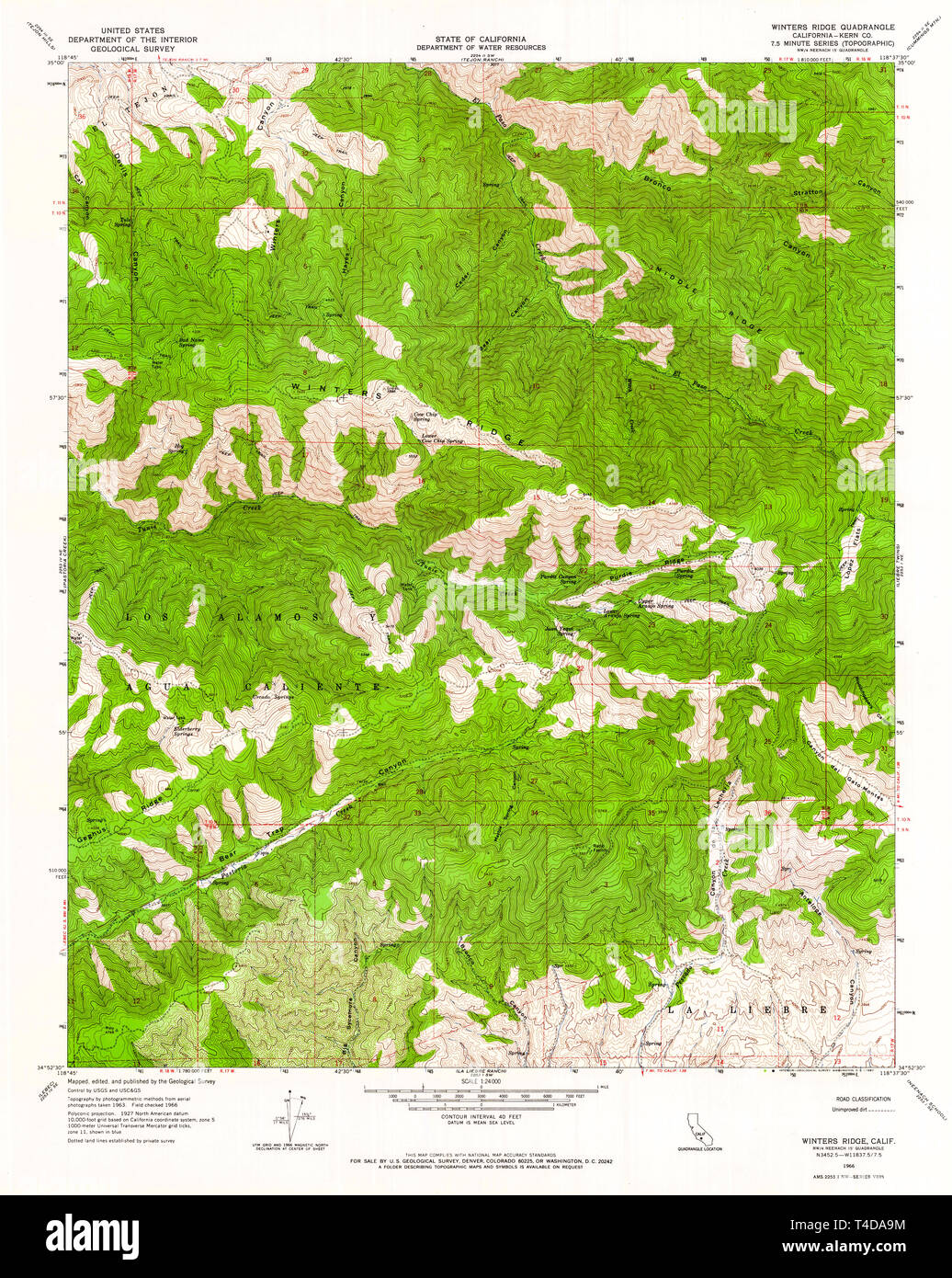 USGS TOPO Map California CA Winters Ridge 102574 1966 24000 Restoration