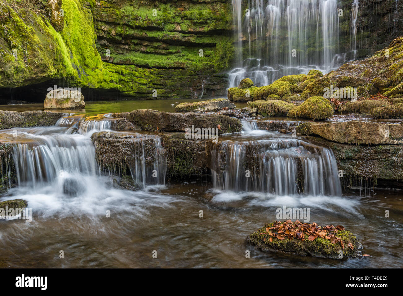 The waterfalls at Scaleber Force, near Settle in the Yorkshire Dales Stock Photo