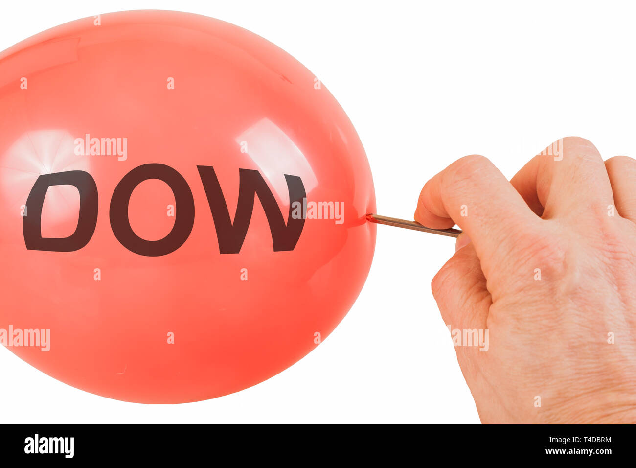 Bursting of the Dow Jones bubble Stock Photo