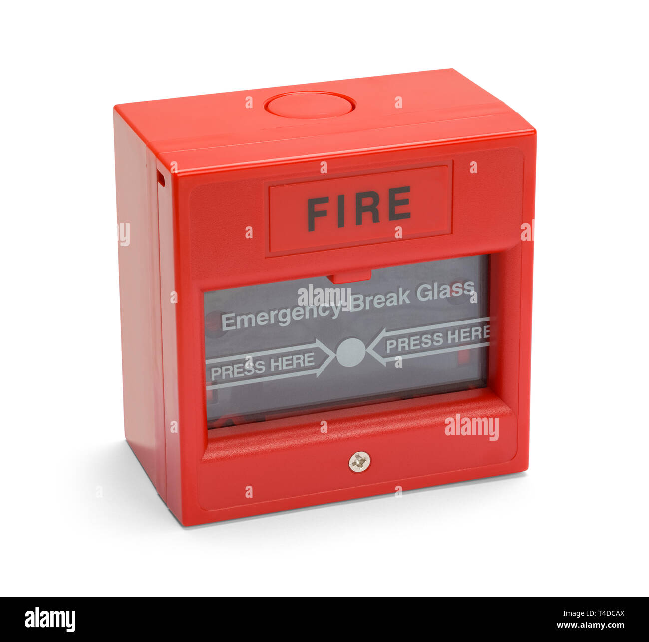 Red Fire Alarm Bod Isolated on a White Background. Stock Photo