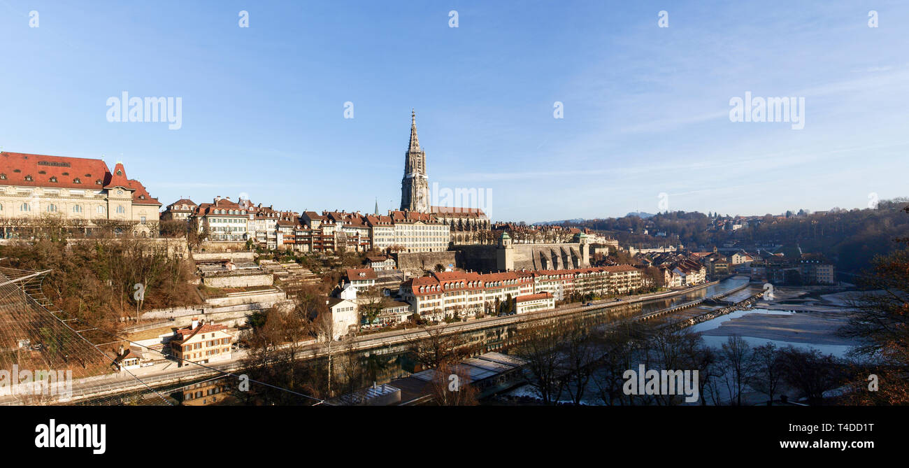 Bern, Switzerland - December 23, 2016: The Old Town of the Capital of the Swiss Confederation Stock Photo