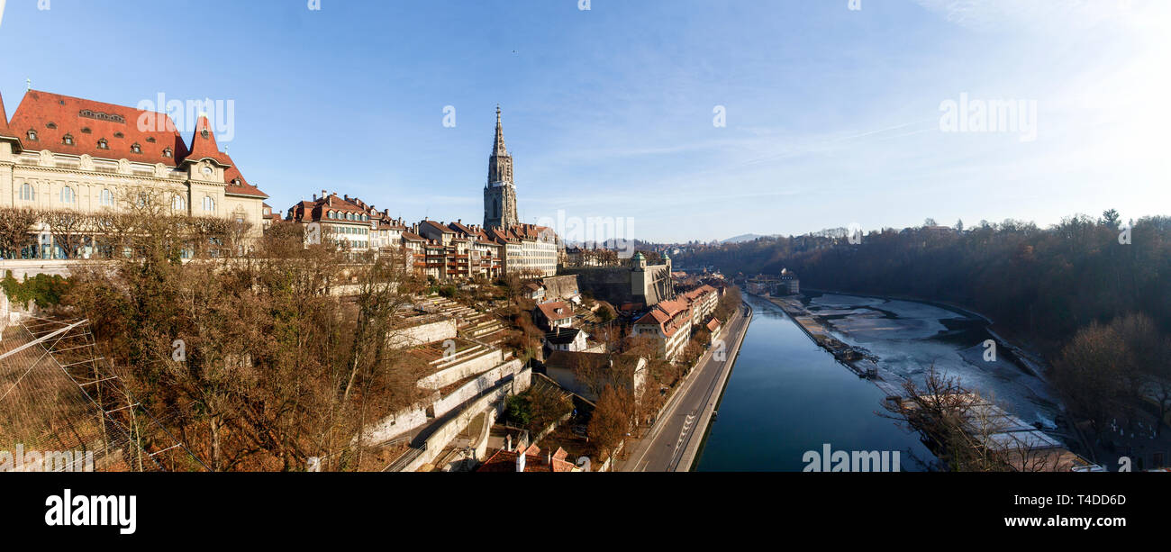 Bern, Switzerland - December 23, 2016: The Old Town of the Capital of the Swiss Confederation Stock Photo