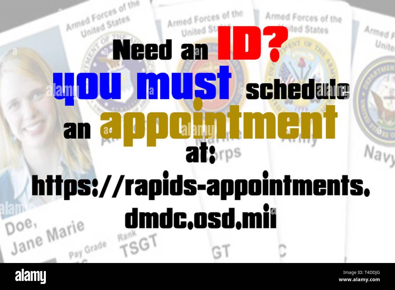 To Get An ID Card Schedule An Appointment With Rapids Stock Photo Alamy