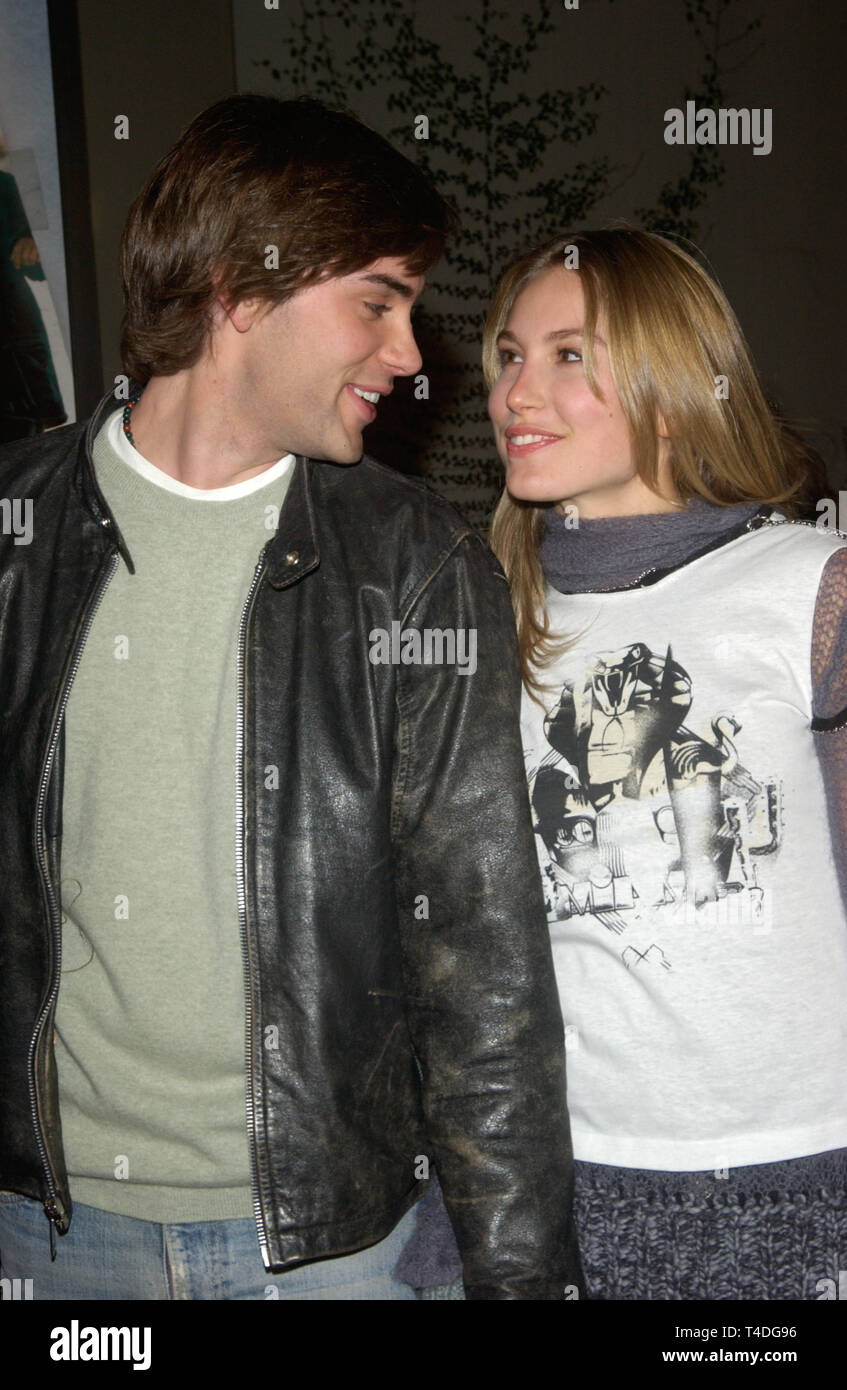 LOS ANGELES, CA. January 27, 2004: Actor DREW FULLER & girlfriend actress SARAH CARTER at the world premiere, in Hollywood, of The Perfect Score. Stock Photo
