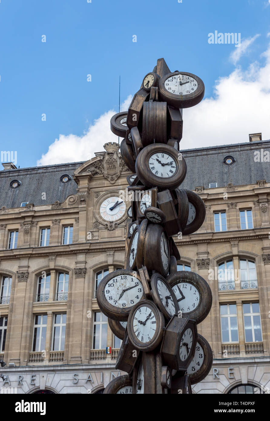Art sculpture at Saint-Lazare train station in Paris Stock Photo