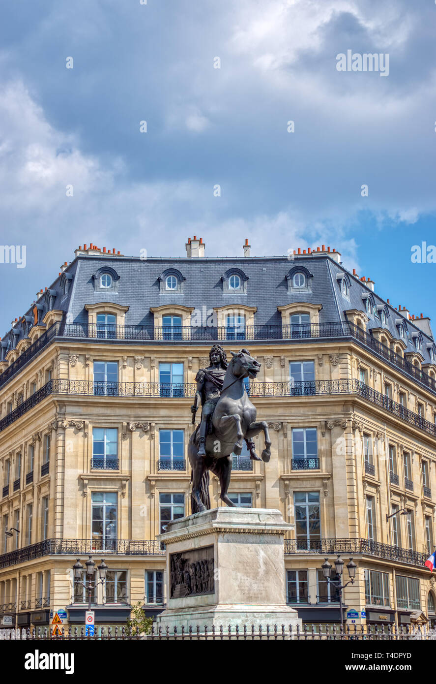 Statue of King Louis XIV at Place de Victoires in Paris Stock Photo