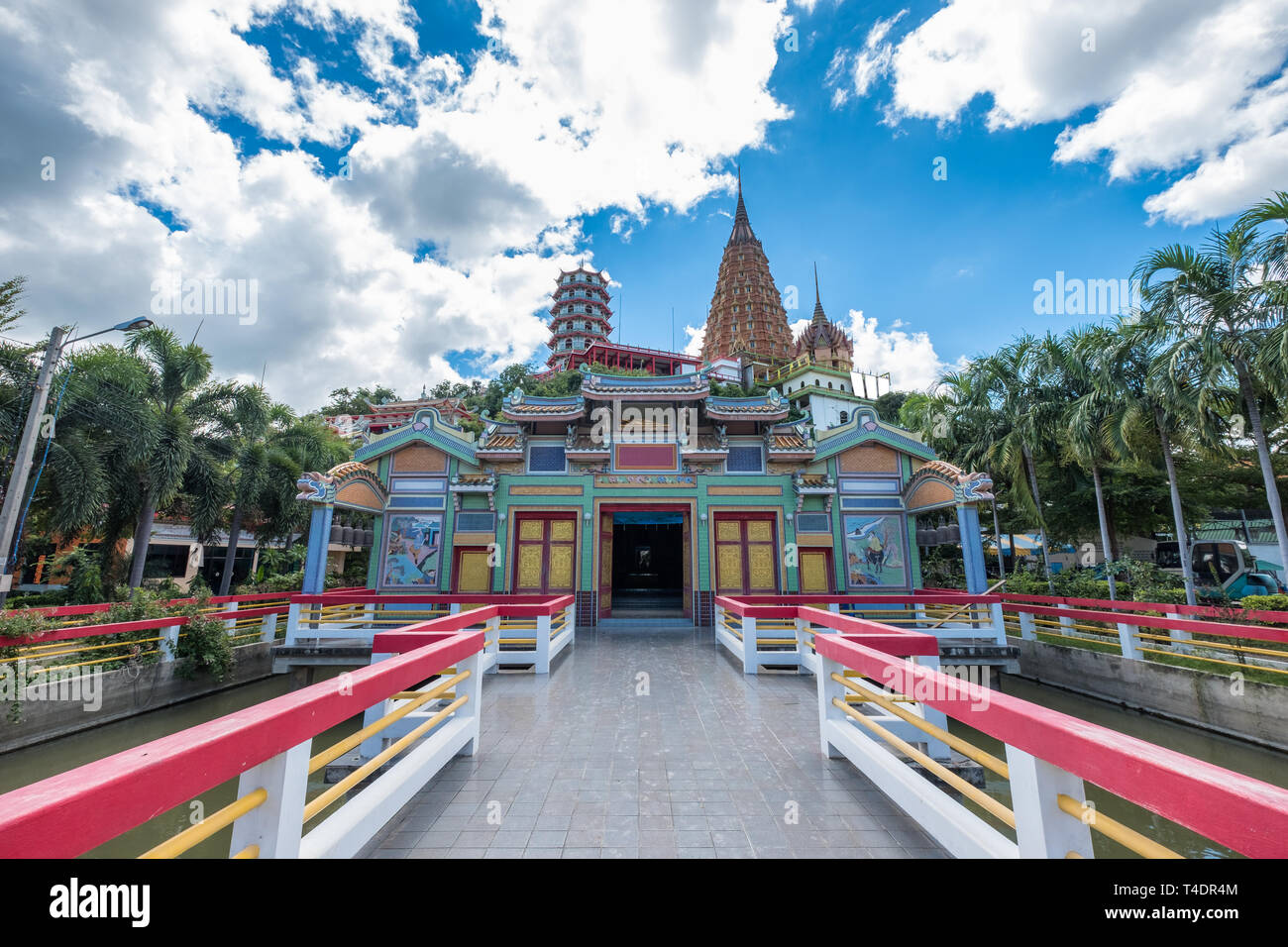 Wat Tham Khao Noi chinese temple with pagoda in Kanchanaburi, Thailand Stock Photo