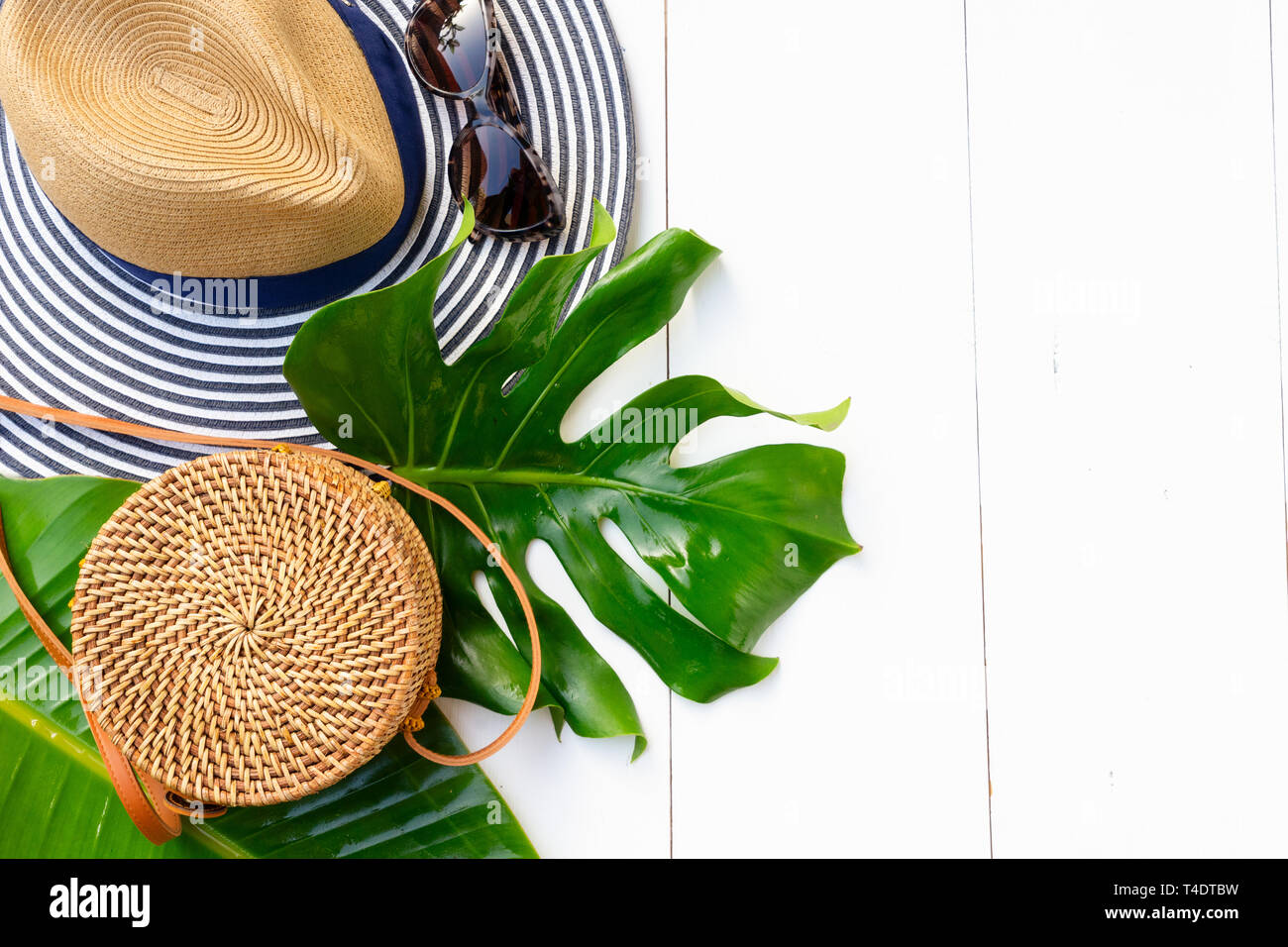 Flatsy Summer Summer flat lay scenery with swimsuit Stock Photo - Alamy