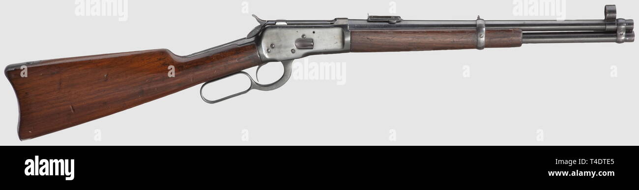 Civil long arms, modern systems, Winchester model 1892, Short carbine, Santa Fe Police, in calibre 45, manufactured 1919, Additional-Rights-Clearance-Info-Not-Available Stock Photo