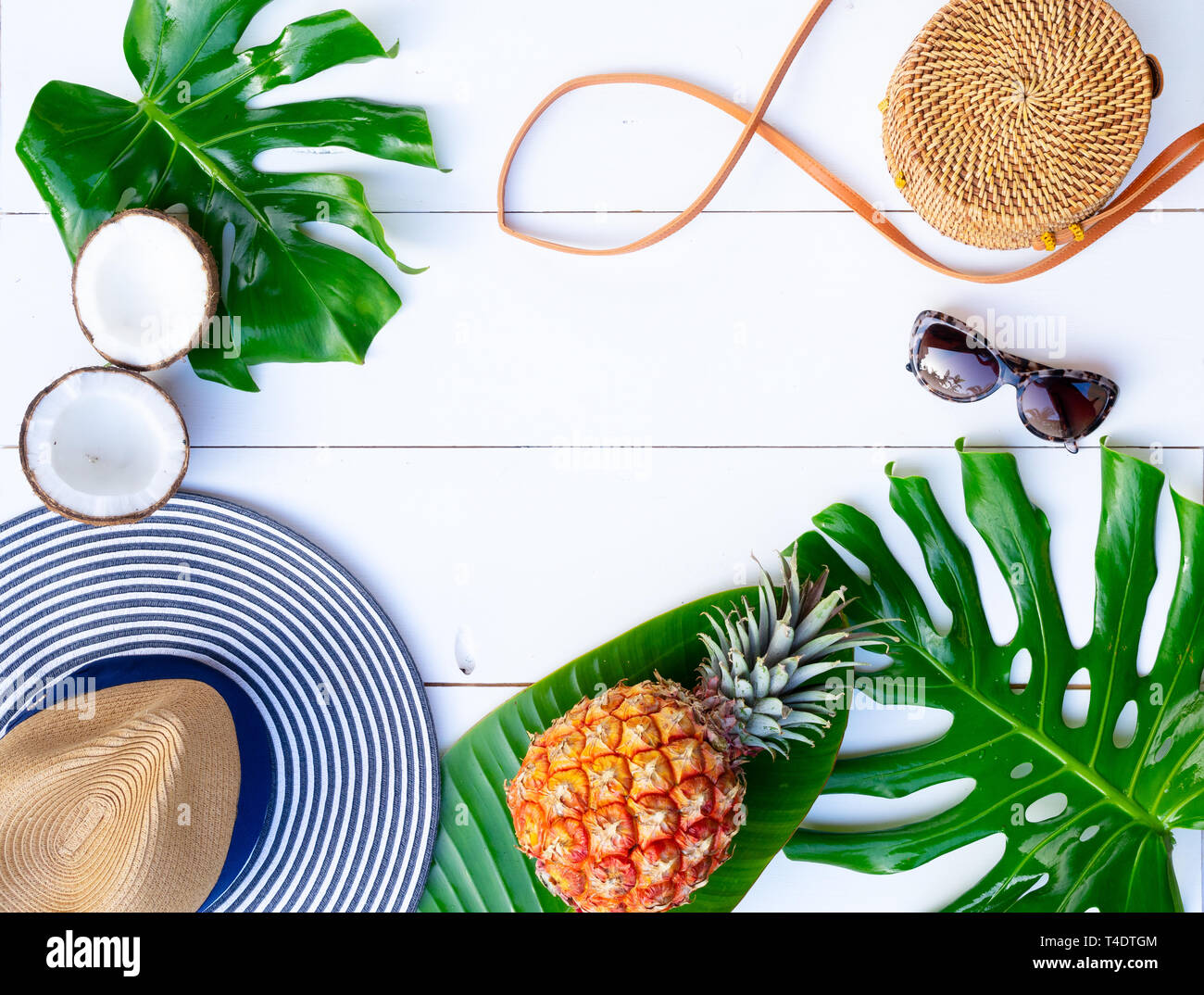 Summer flat lay scenery with swimsuit Stock Photo Alamy