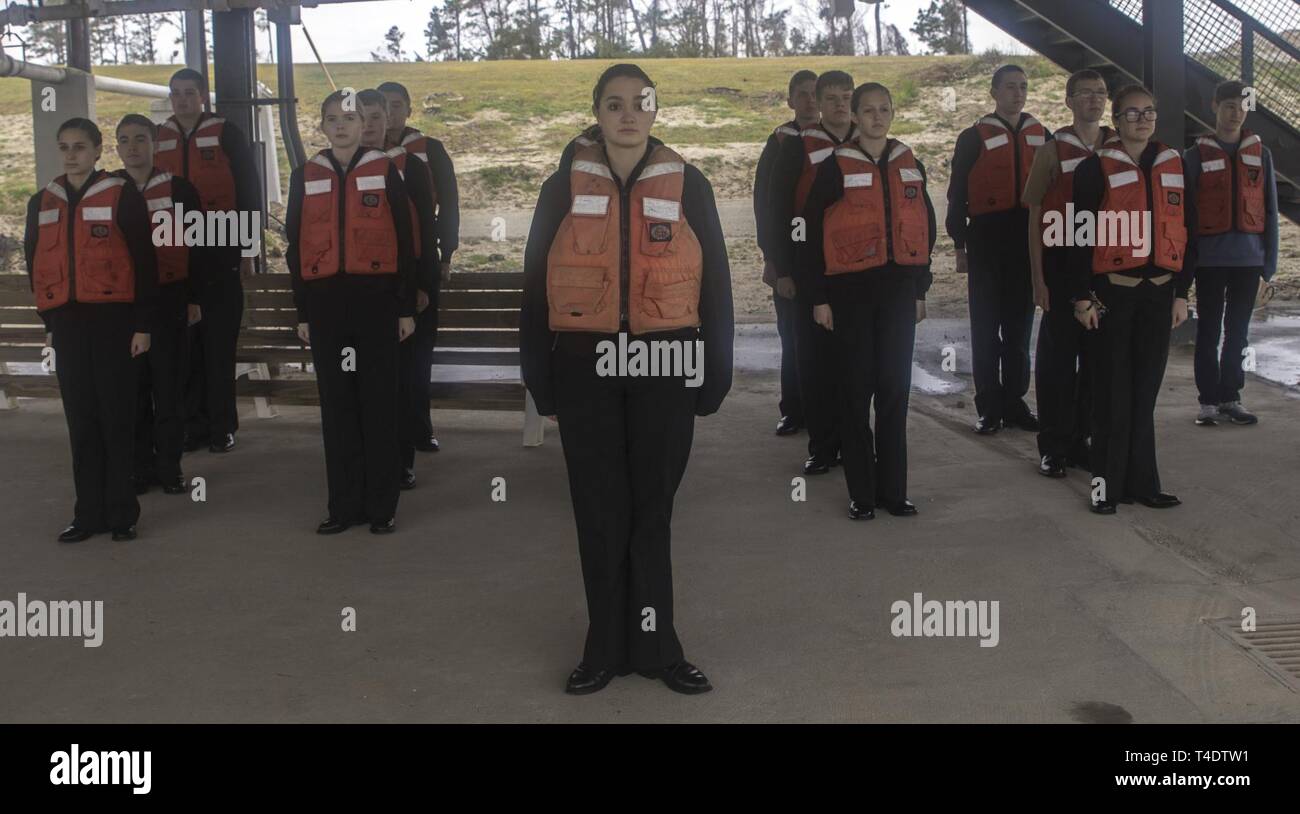 Navy Junior Reserve Officers' Training Corps cadets muster into