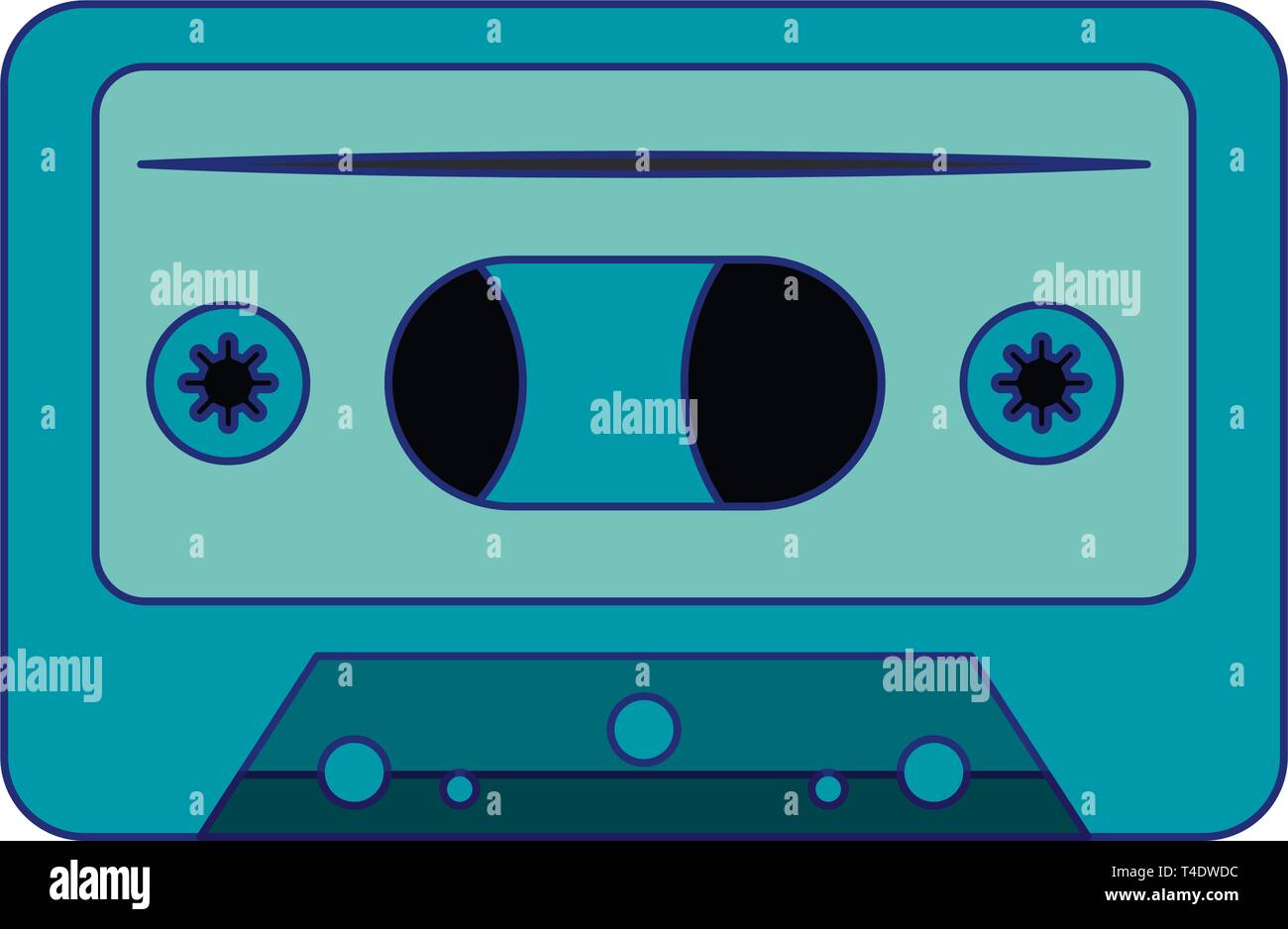 retro music cassette device isolated blue lines Stock Vector Image ...