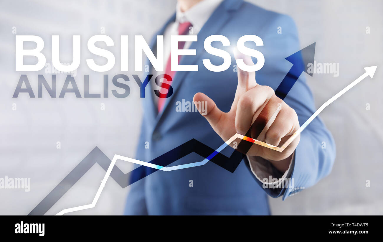 Business analysis diagrams and graphs on virtual screen. Financial and ...